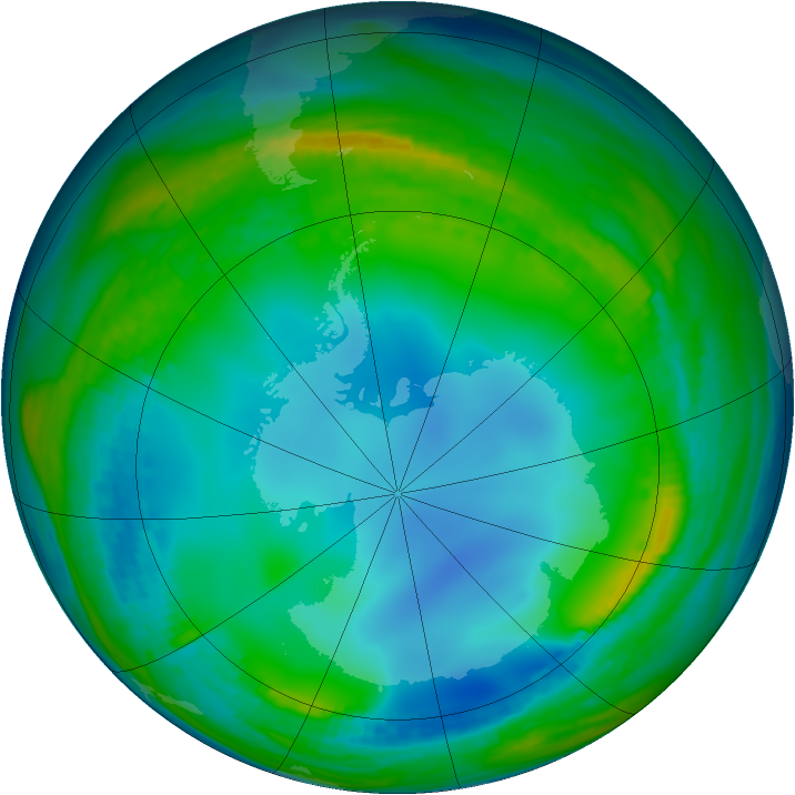 Antarctic ozone map for 06 July 1985